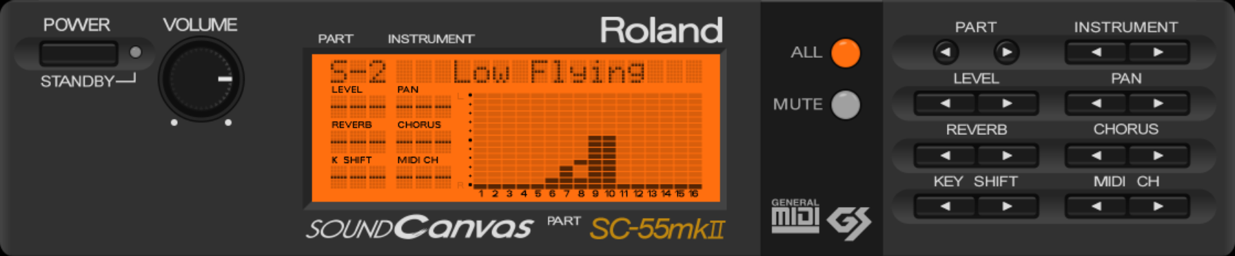 หน้าจอ Roland Sound Emulator Version 0.2.3